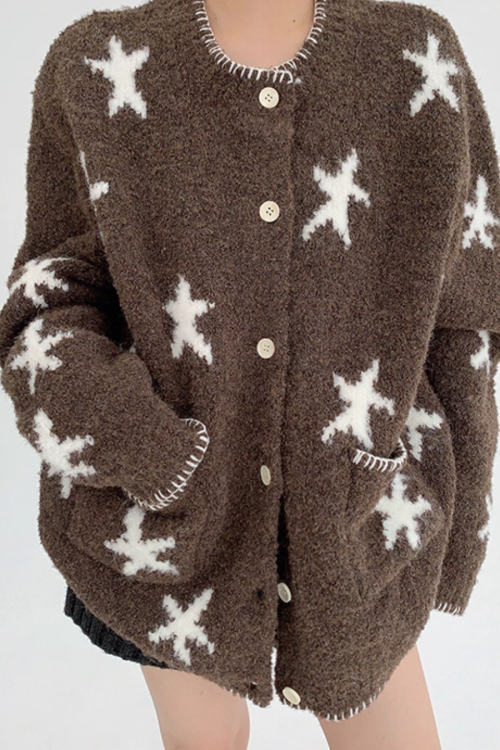 Star Patterned Knit Cardigan