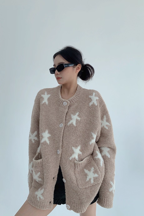 Star Patterned Knit Cardigan