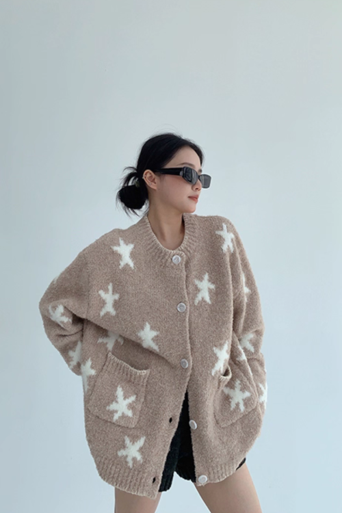 Star Patterned Knit Cardigan