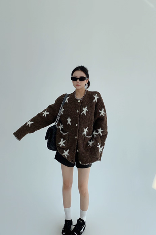 Star Patterned Knit Cardigan