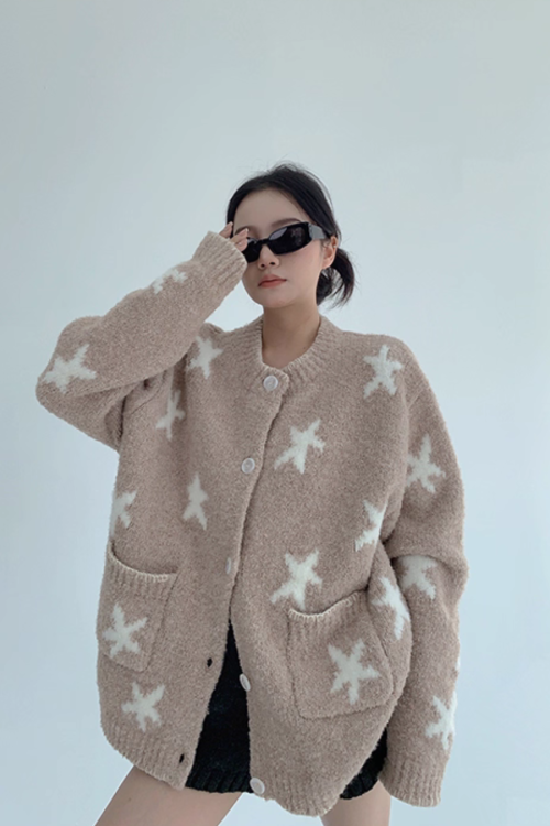 Star Patterned Knit Cardigan
