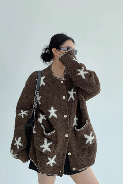 Star Patterned Knit Cardigan