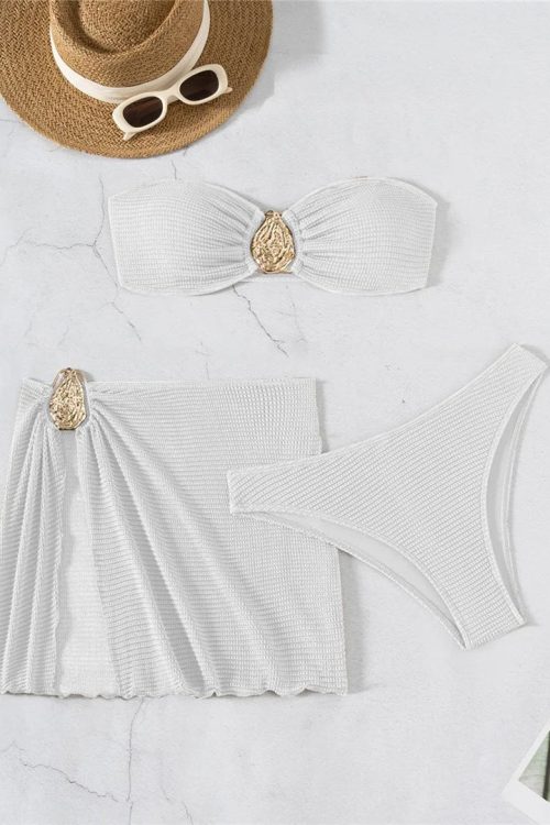 Strapless Draped Bikini Set