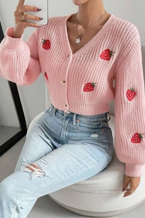 Strawberry Knit Cardigan