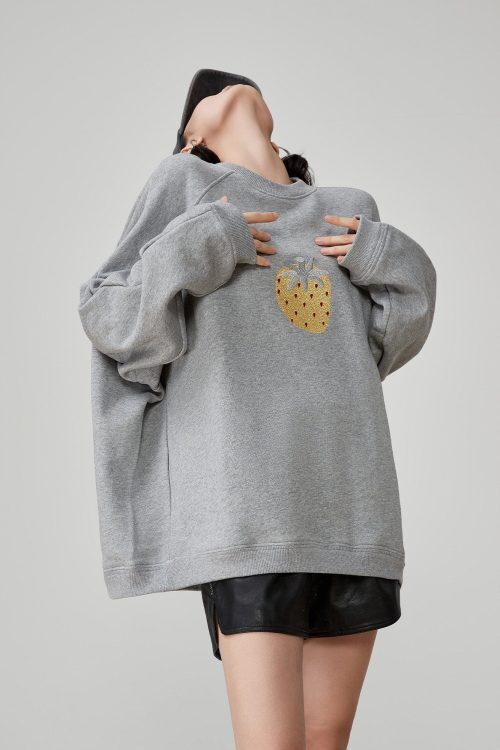 Strawberry Print Crewneck Sweatshirt