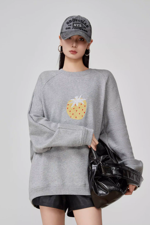 Strawberry Print Crewneck Sweatshirt