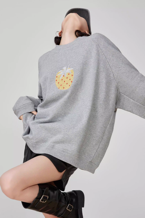 Strawberry Print Crewneck Sweatshirt