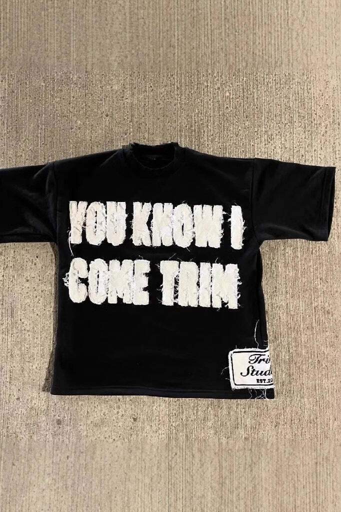 Street Pullover Letter Patch Loose Crew T-shirt