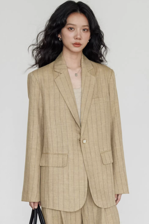 Stripe Design Blazer Jacket / Casual Wide Pants