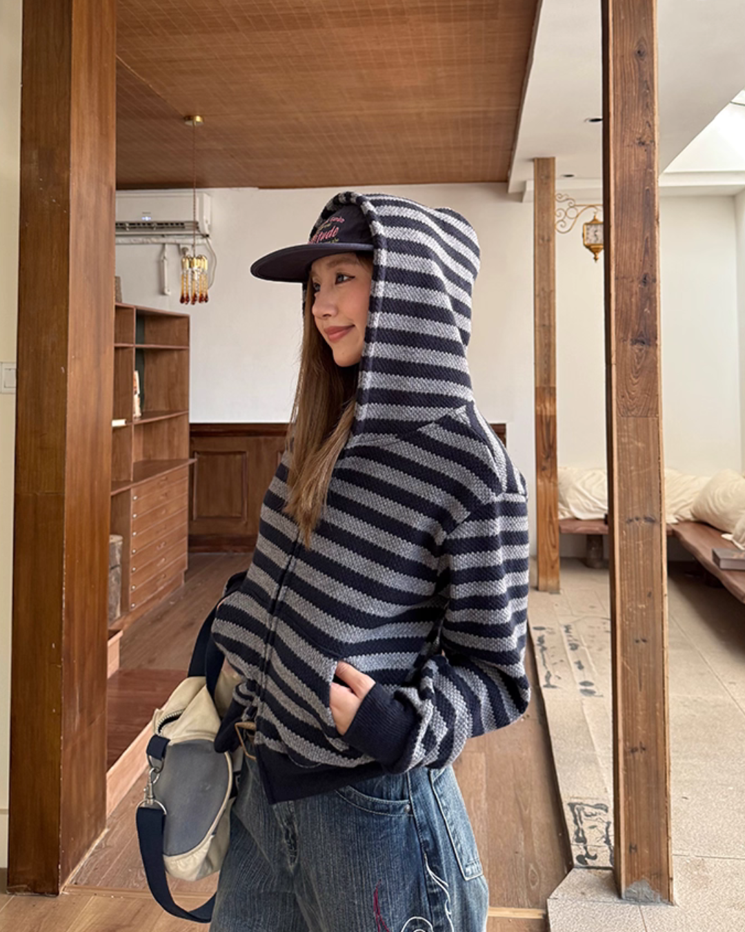 Stripe Knit Zip Hoodie Stripe Knit Zip Hoodie