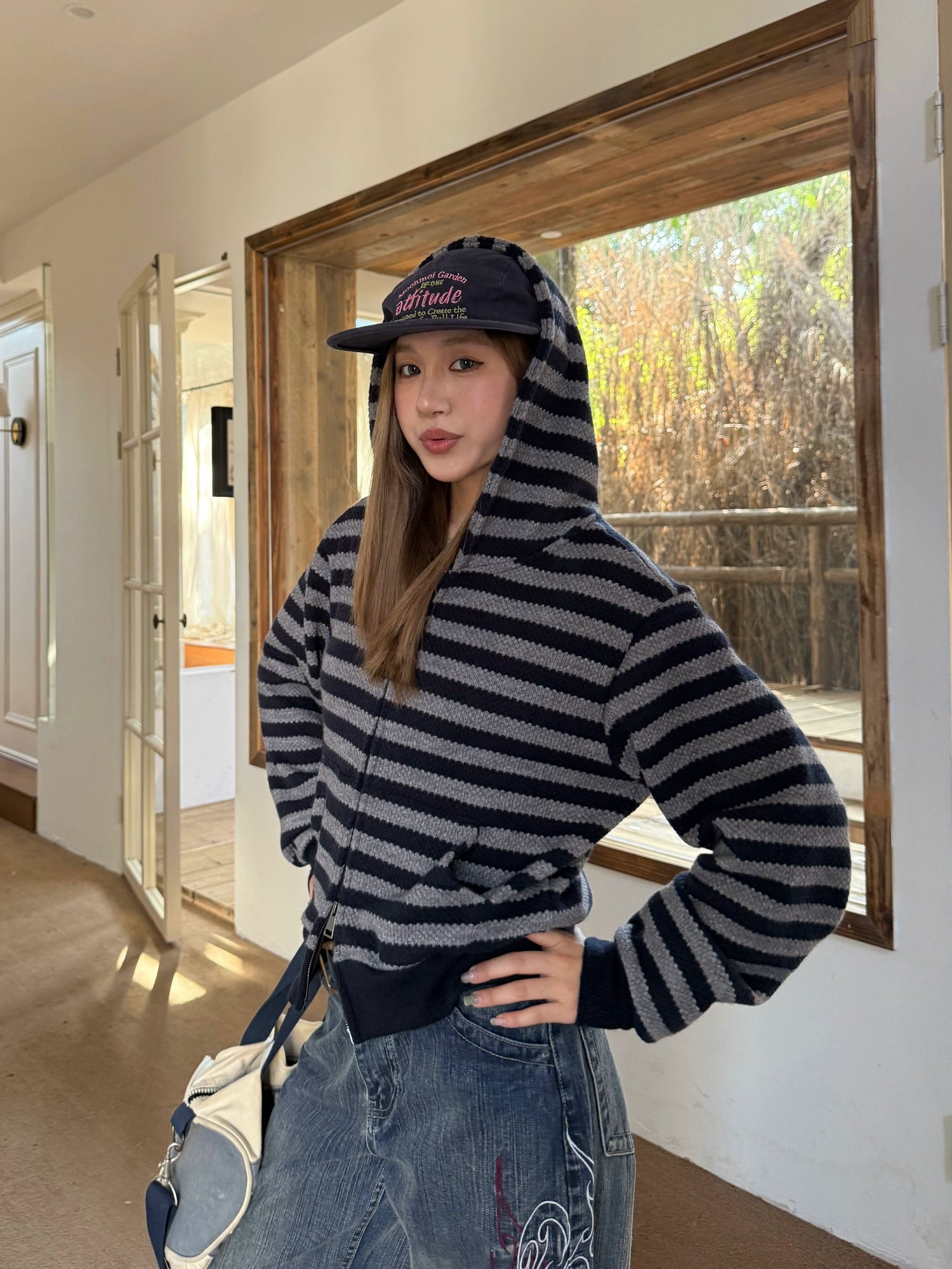 Stripe Knit Zip Hoodie Stripe Knit Zip Hoodie