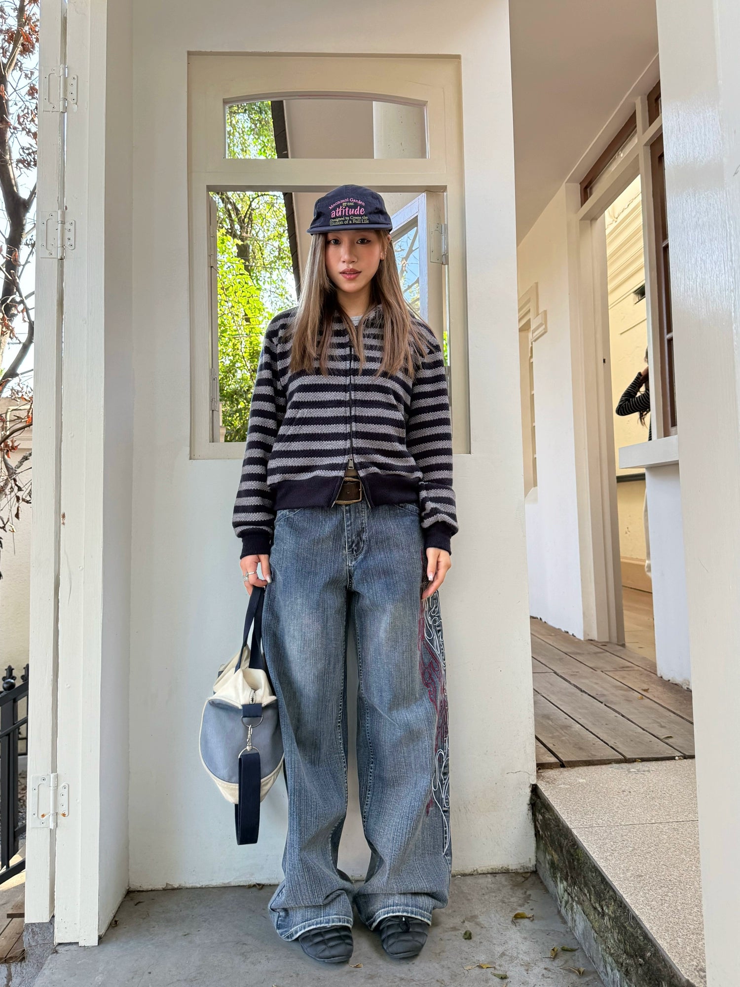 Stripe Knit Zip Hoodie Stripe Knit Zip Hoodie