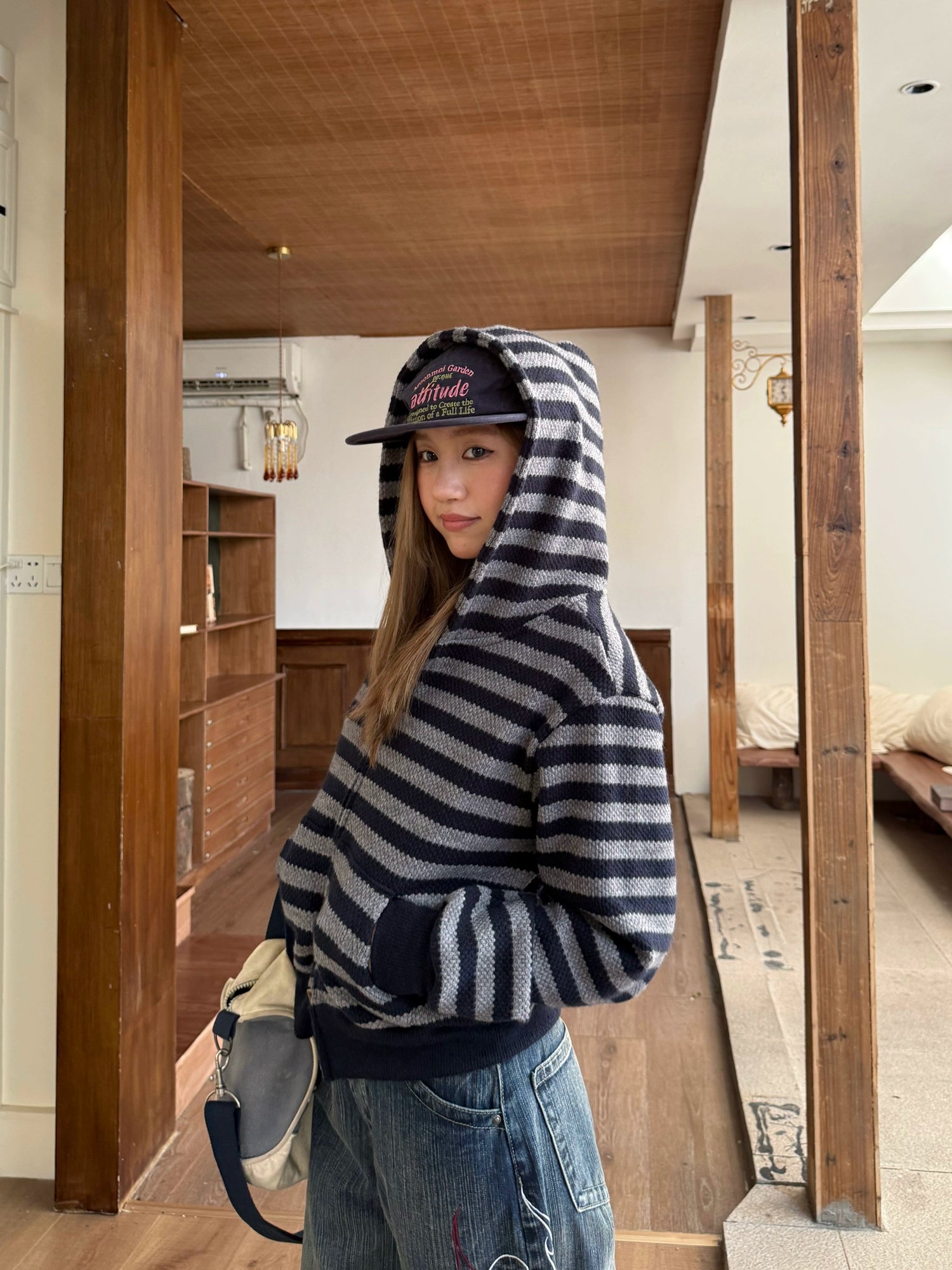 Stripe Knit Zip Hoodie Stripe Knit Zip Hoodie