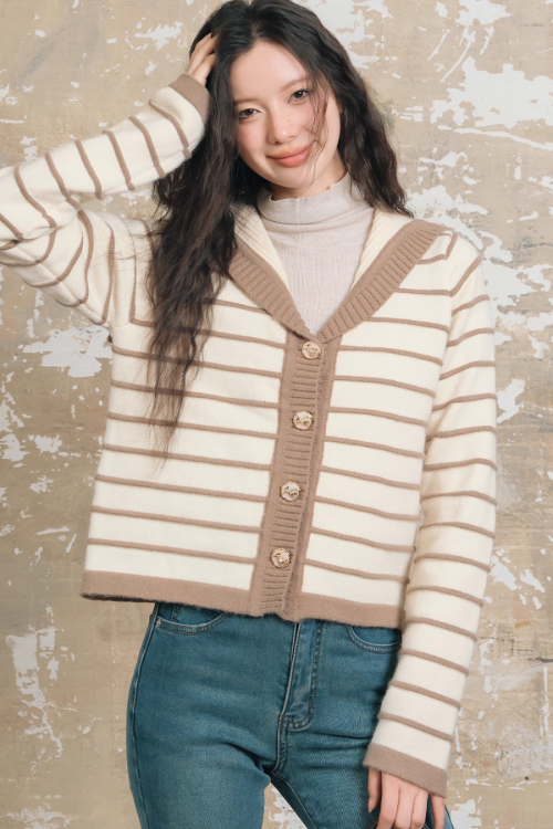 Stripe Retro Collar Knit