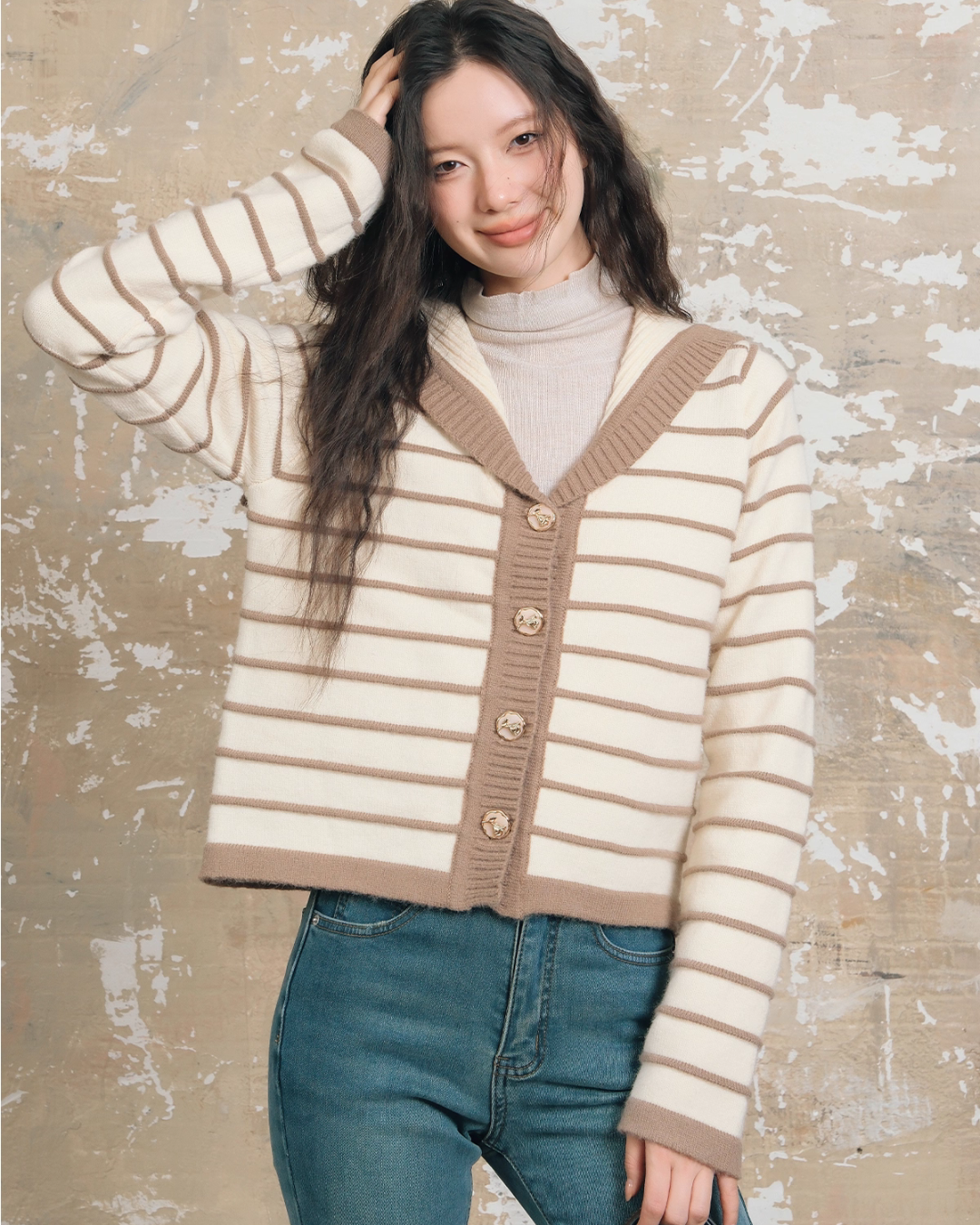 Stripe Retro Collar Knit Stripe Retro Collar Knit
