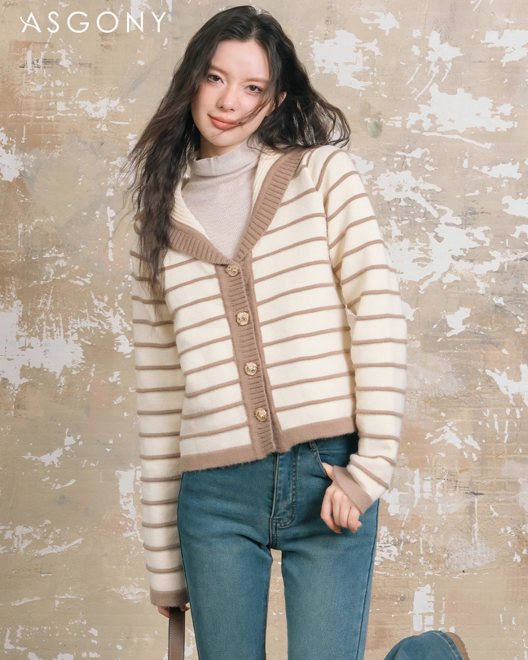 Stripe Retro Collar Knit Stripe Retro Collar Knit