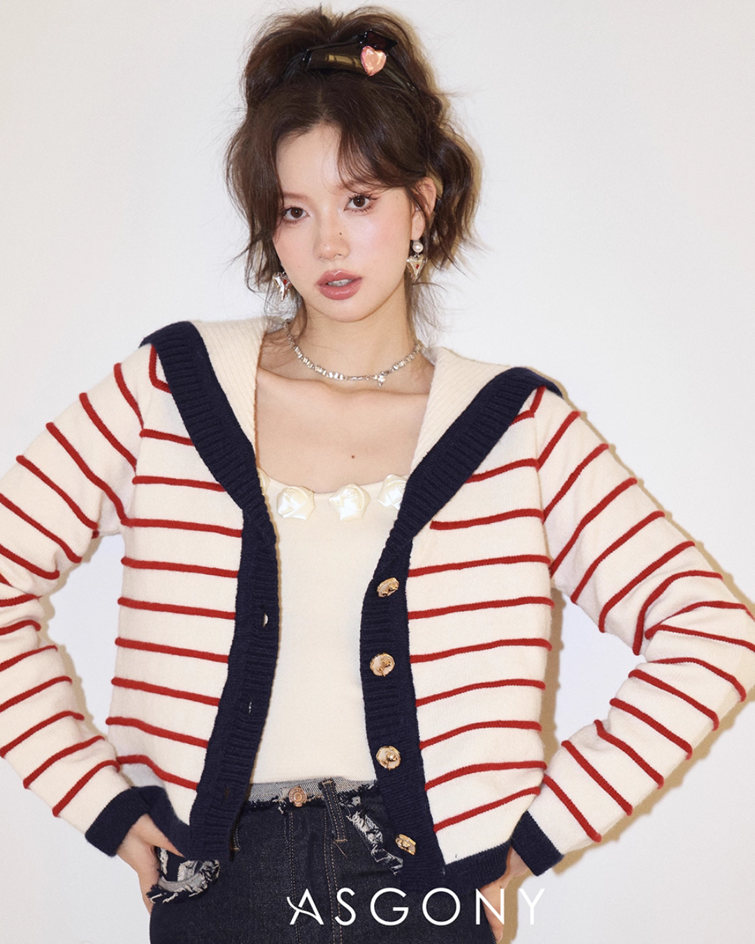 Stripe Retro Collar Knit Stripe Retro Collar Knit
