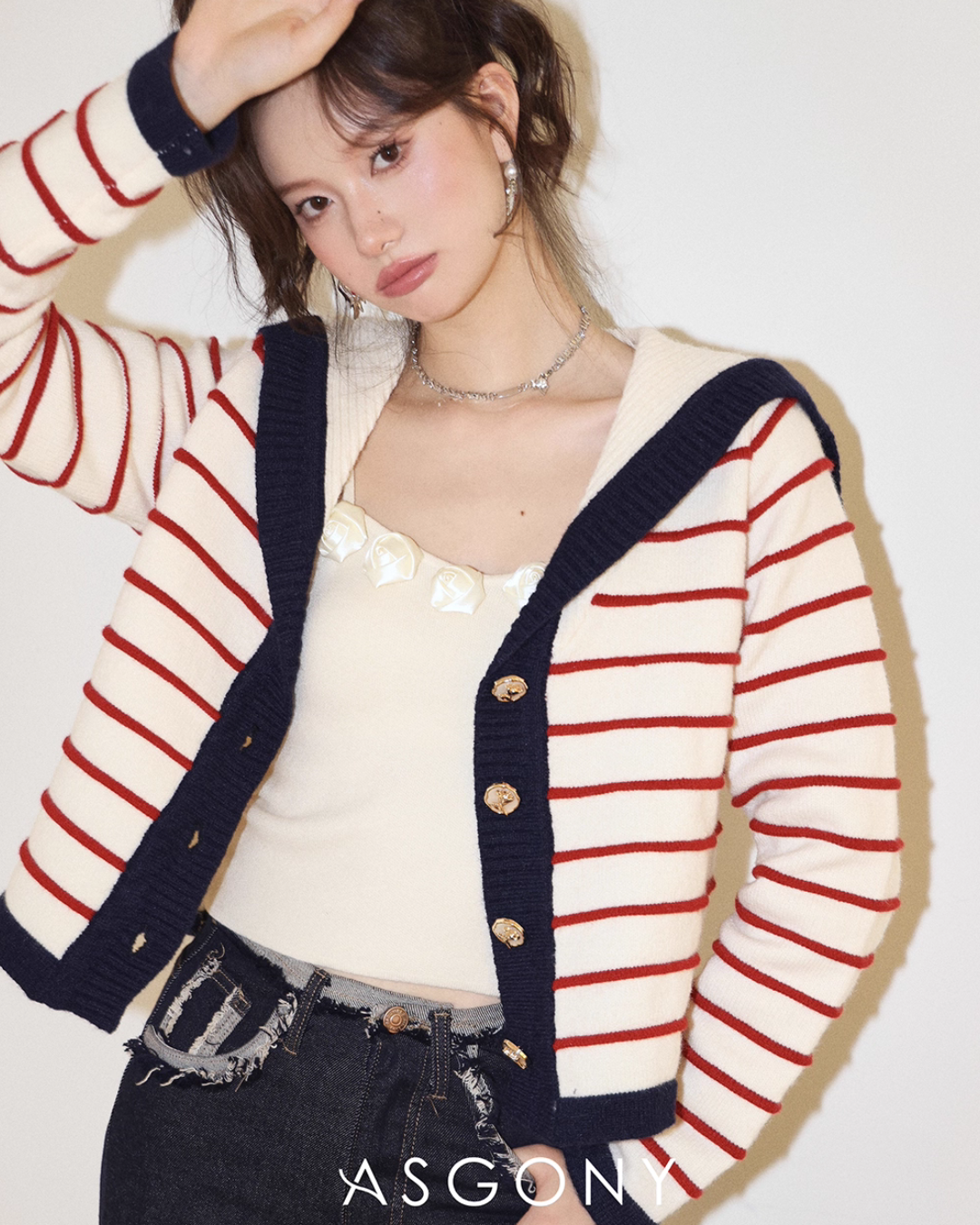 Stripe Retro Collar Knit Stripe Retro Collar Knit