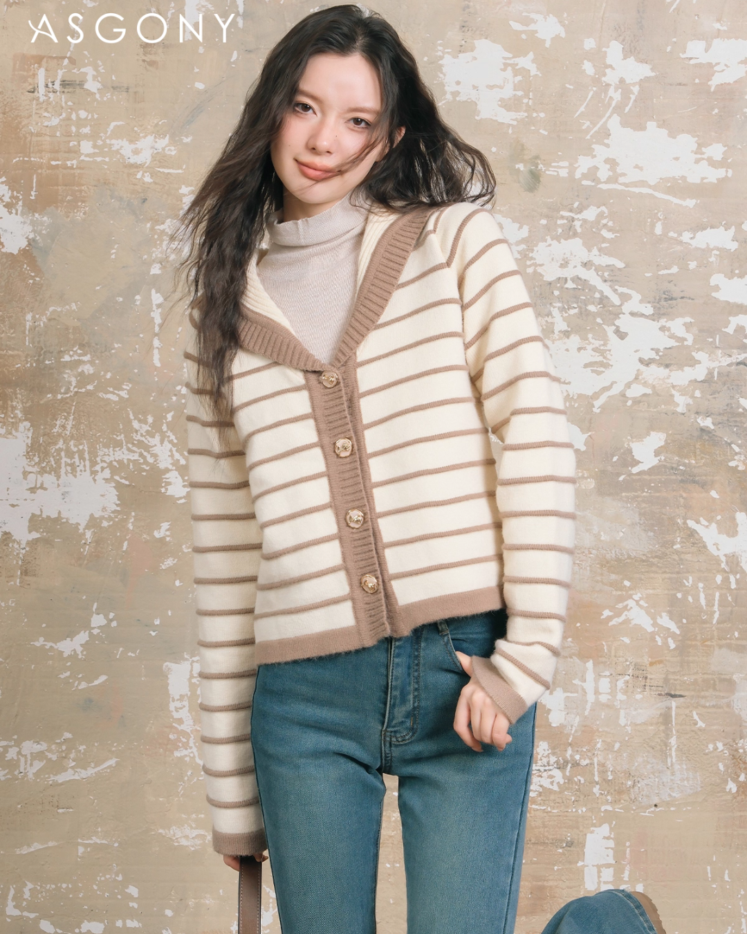 Stripe Retro Collar Knit Stripe Retro Collar Knit