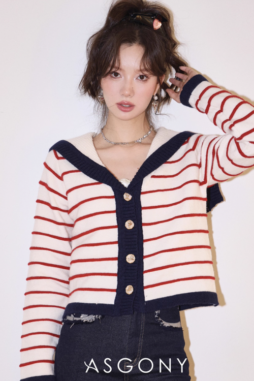 Stripe Retro Collar Knit