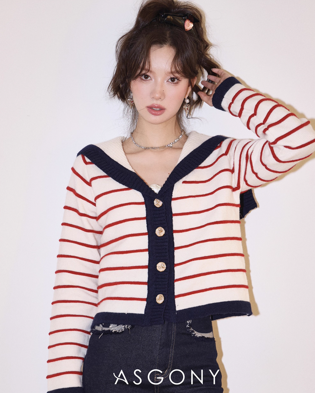 Stripe Retro Collar Knit Stripe Retro Collar Knit