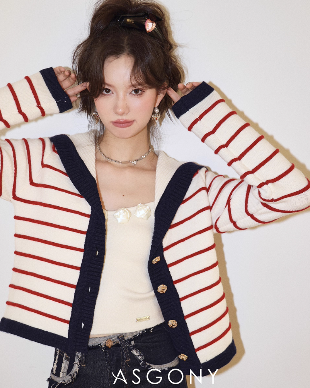 Stripe Retro Collar Knit Stripe Retro Collar Knit