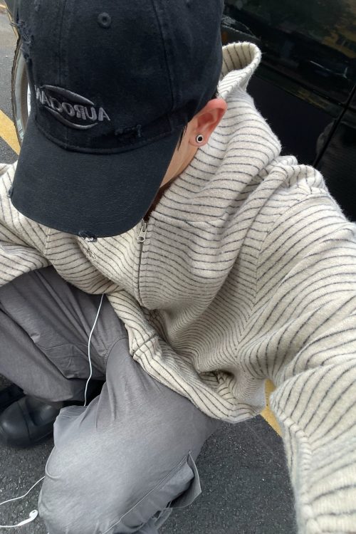 Stripe Zip Up Hoodie