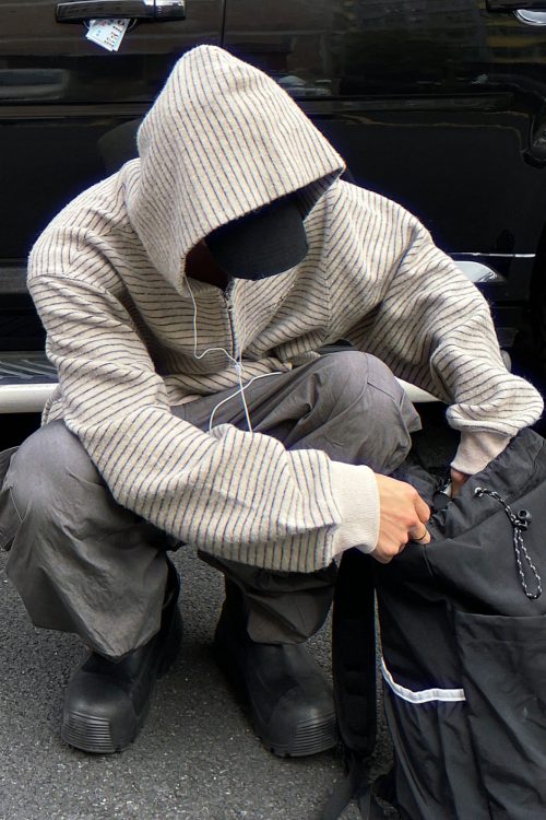 Stripe Zip Up Hoodie