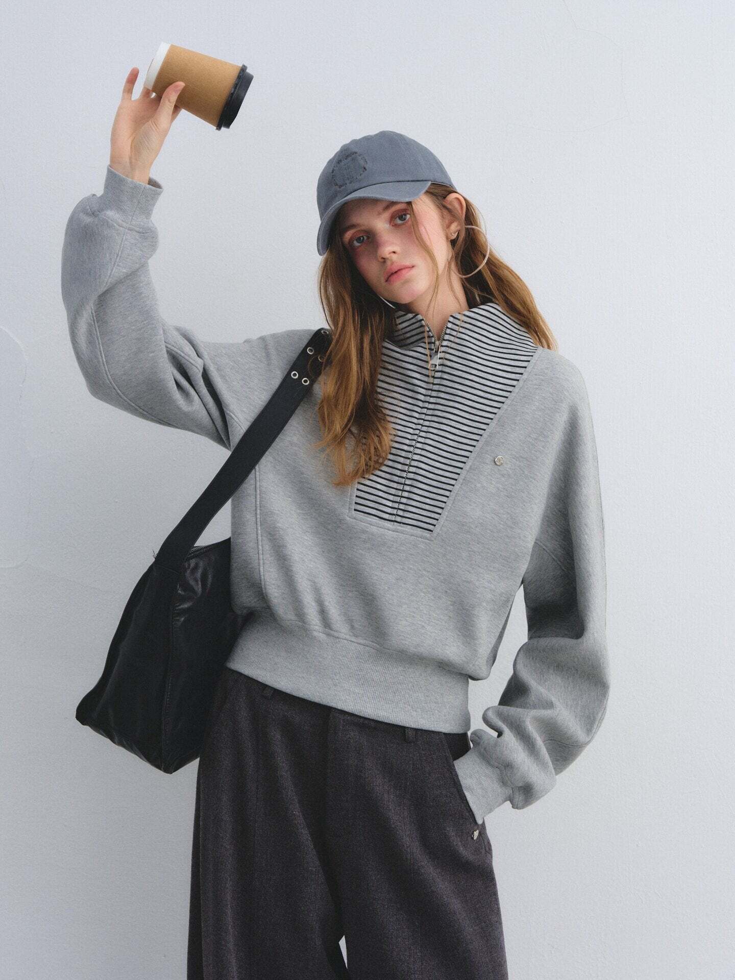 Striped Half-Zip Pullover Hoodie Striped Half-Zip Pullover Hoodie