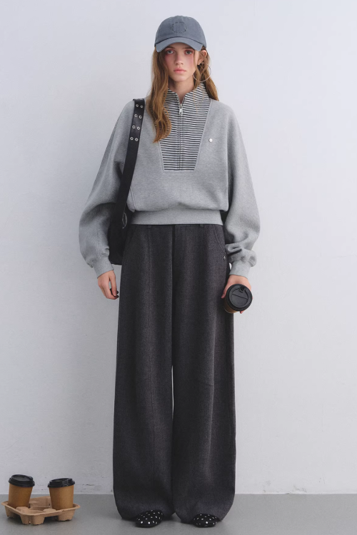 Striped Half-Zip Pullover Hoodie