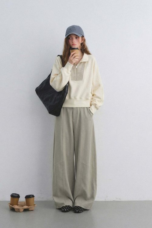 Striped Half-Zip Pullover Hoodie