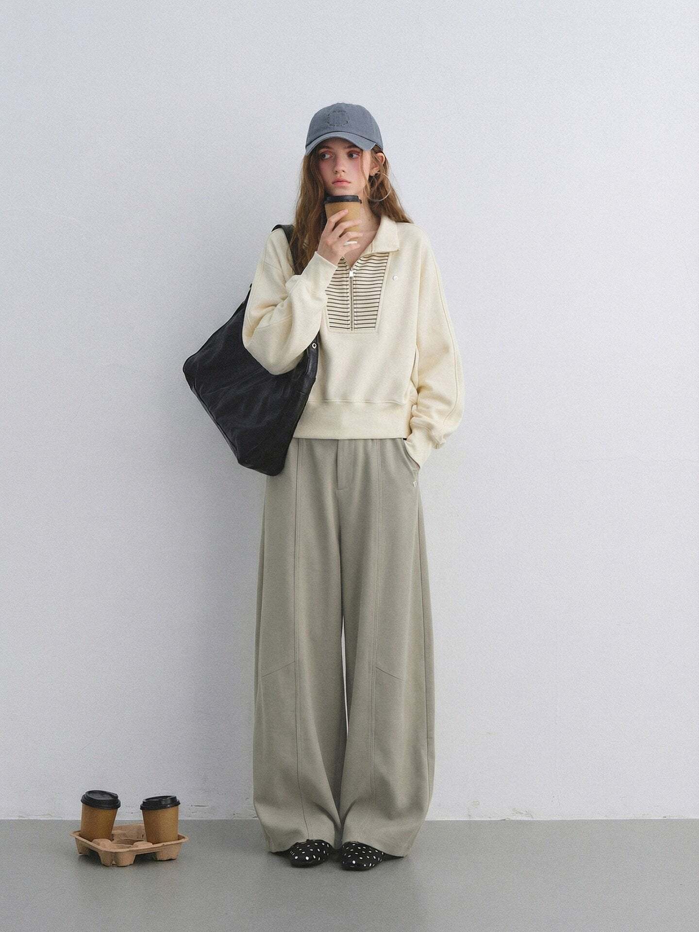 Striped Half-Zip Pullover Hoodie Striped Half-Zip Pullover Hoodie