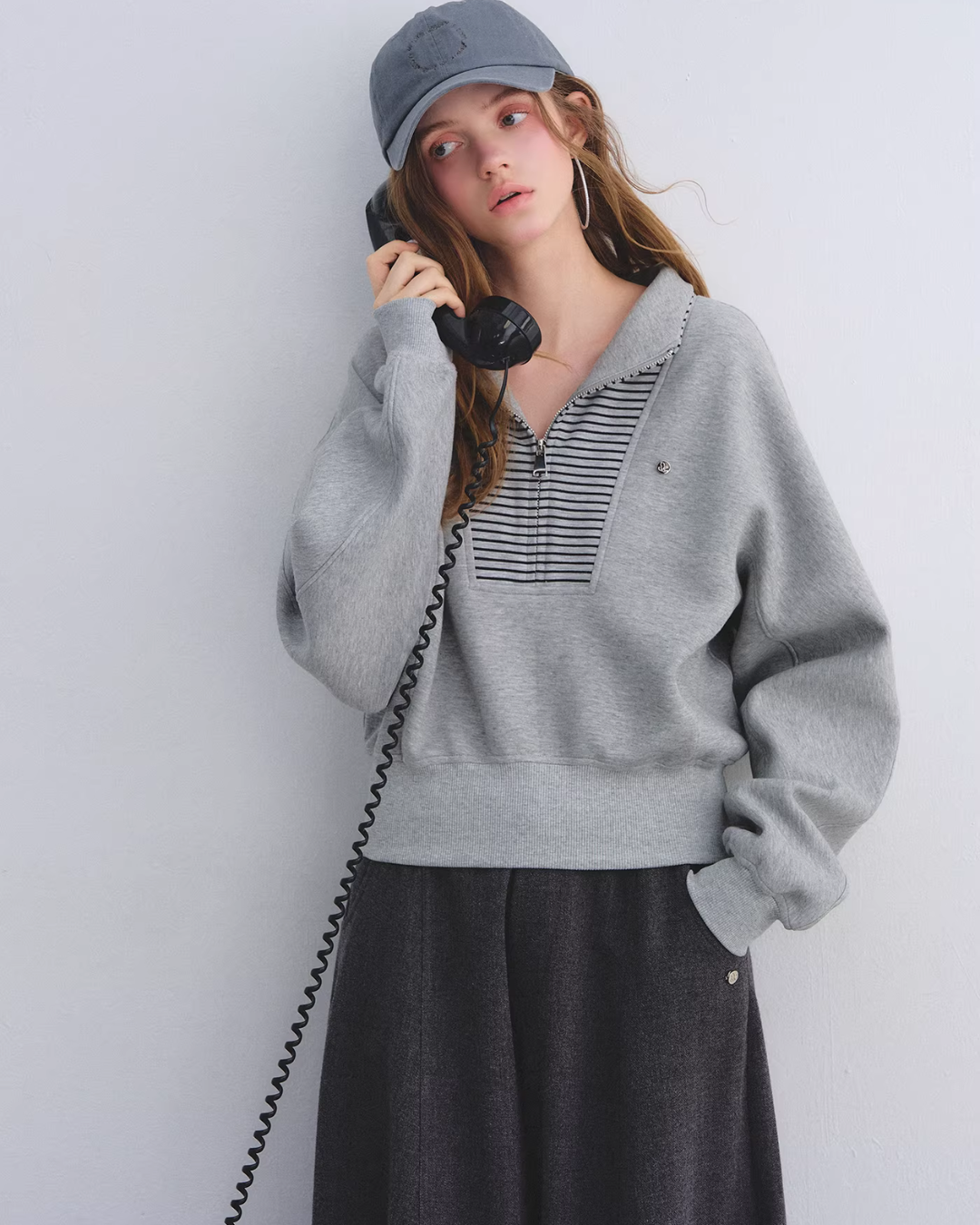 Striped Half-Zip Pullover Hoodie Striped Half-Zip Pullover Hoodie
