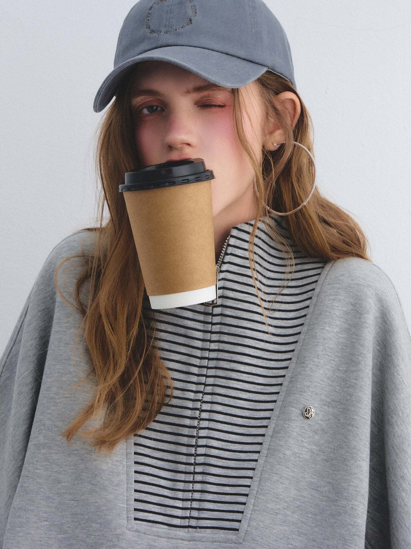 Striped Half-Zip Pullover Hoodie Striped Half-Zip Pullover Hoodie