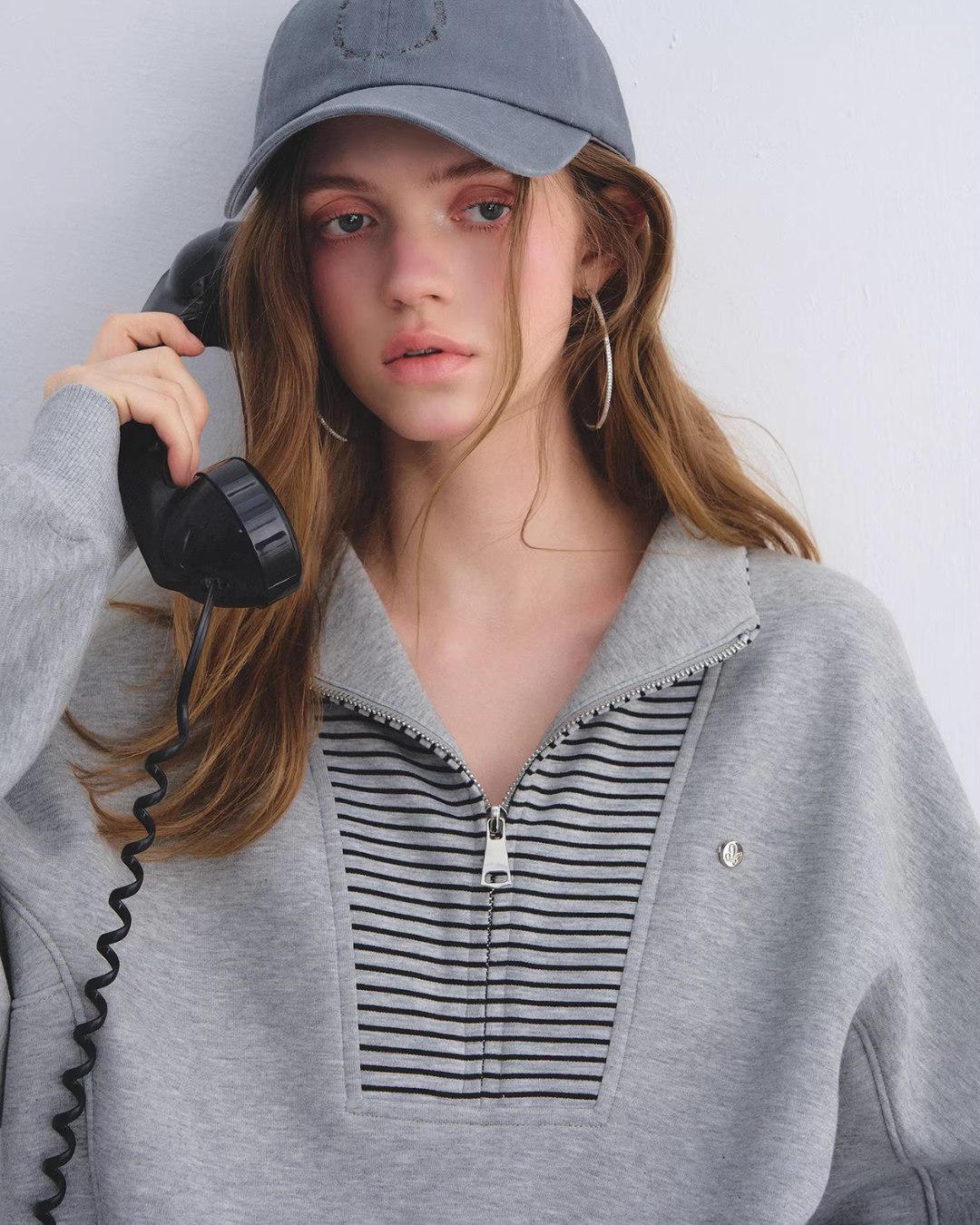 Striped Half-Zip Pullover Hoodie Striped Half-Zip Pullover Hoodie