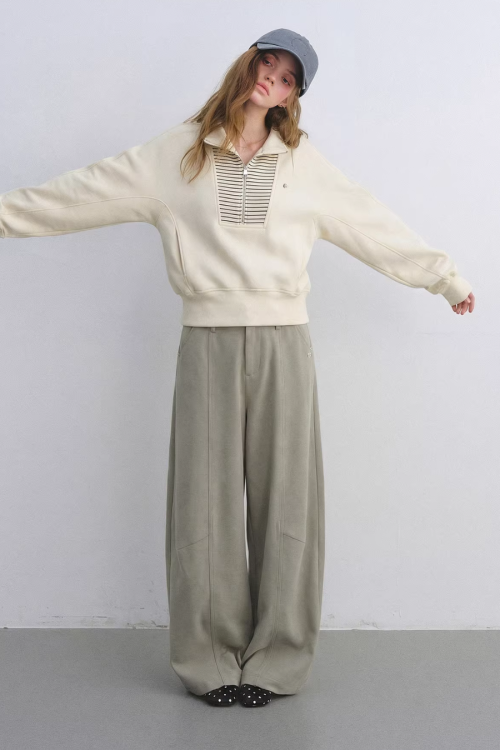 Striped Half-Zip Pullover Hoodie