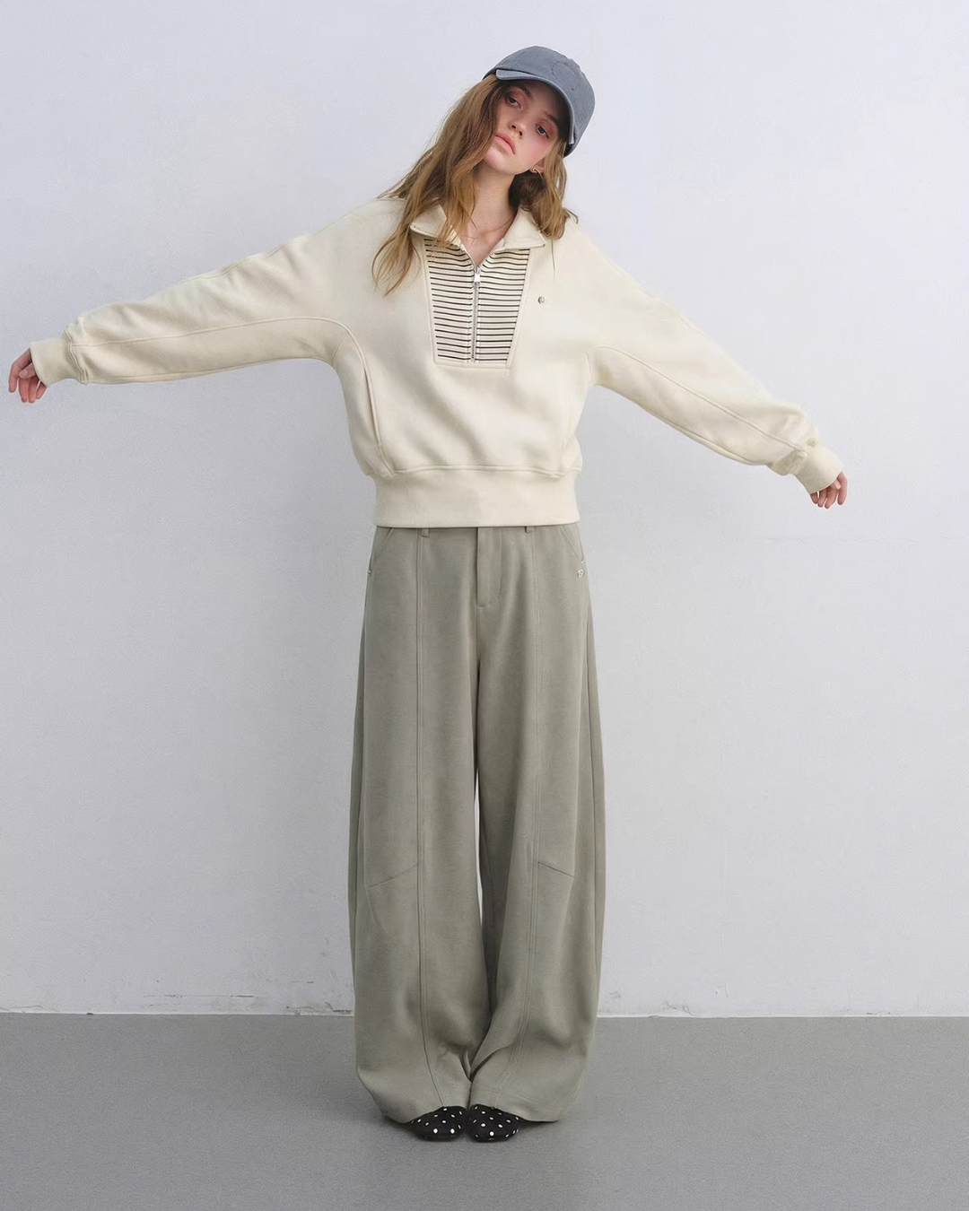 Striped Half-Zip Pullover Hoodie Striped Half-Zip Pullover Hoodie