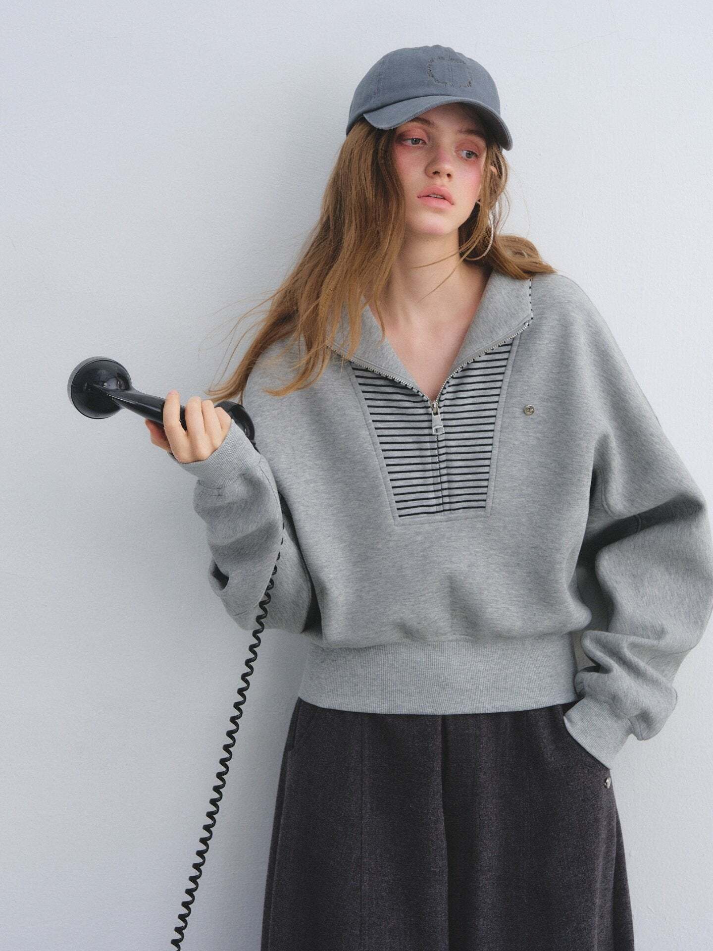 Striped Half-Zip Pullover Hoodie Striped Half-Zip Pullover Hoodie