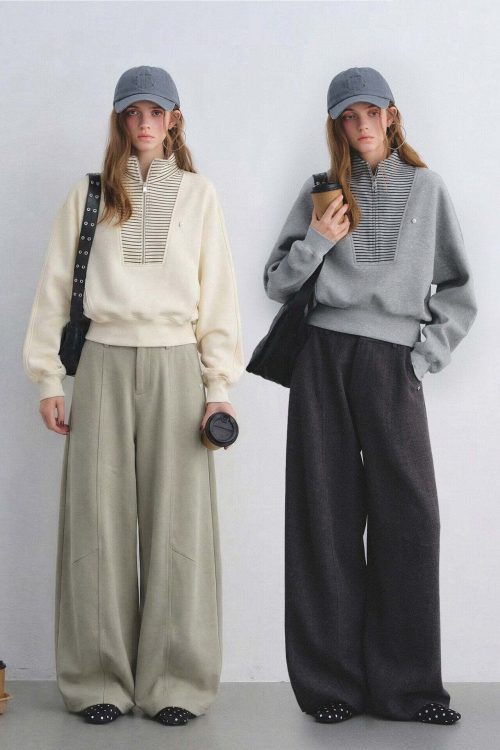 Striped Half-Zip Pullover Hoodie