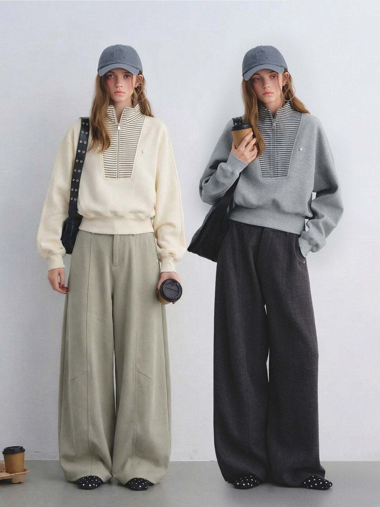 Striped Half-Zip Pullover Hoodie Striped Half-Zip Pullover Hoodie