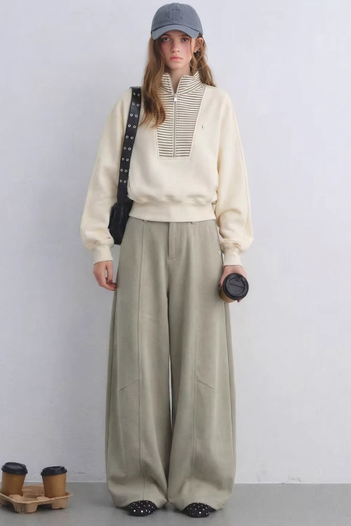 Striped Half-Zip Pullover Hoodie