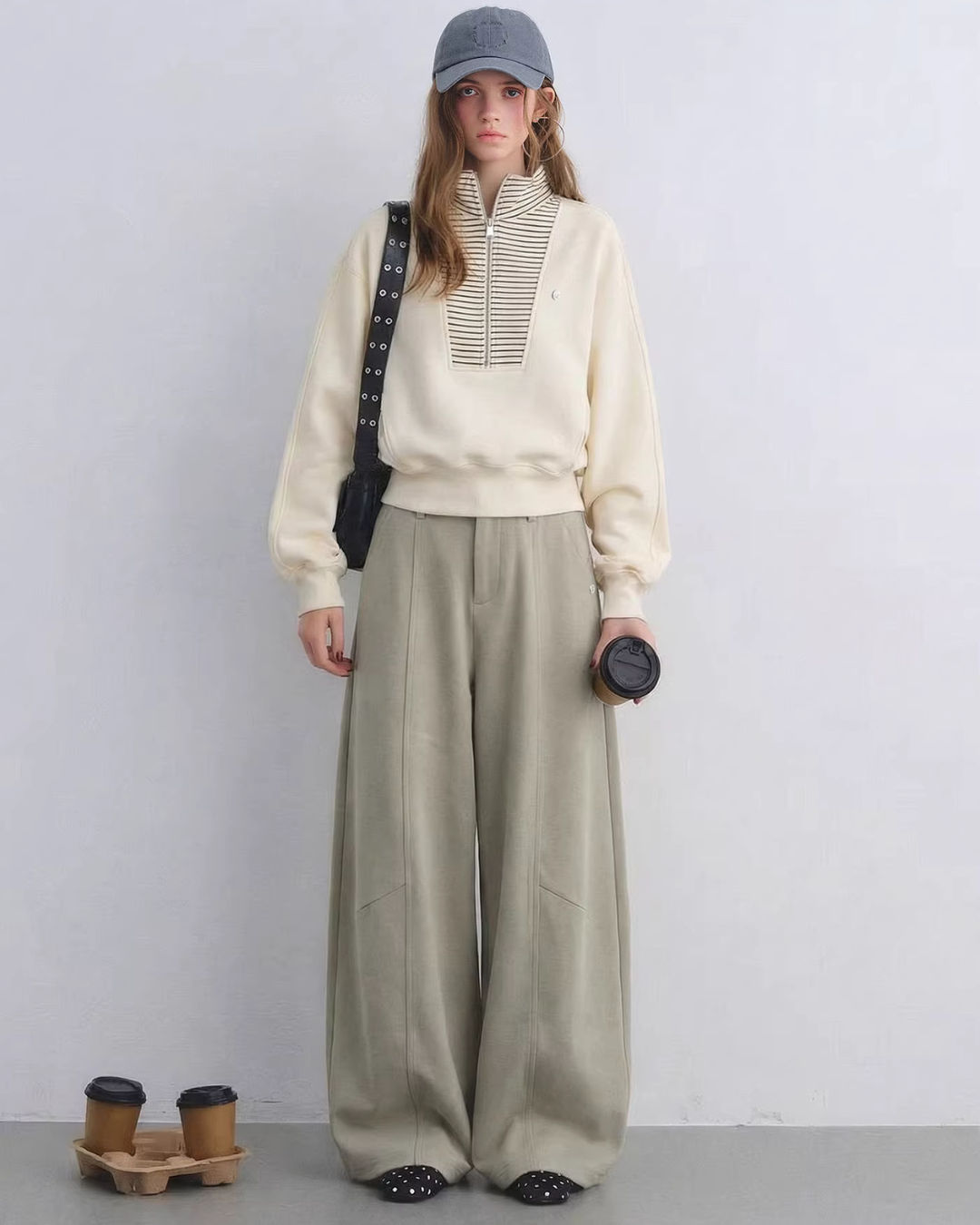 Striped Half-Zip Pullover Hoodie Striped Half-Zip Pullover Hoodie