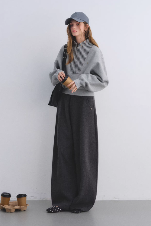 Striped Half-Zip Pullover Hoodie