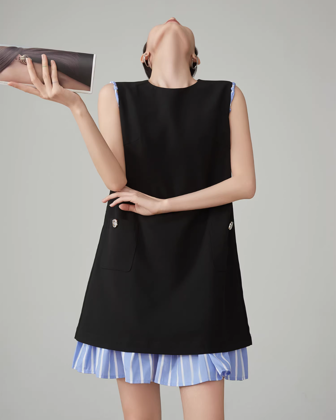 Striped Patchwork Sleeveless Vest Dress Striped Patchwork Sleeveless Vest Dress