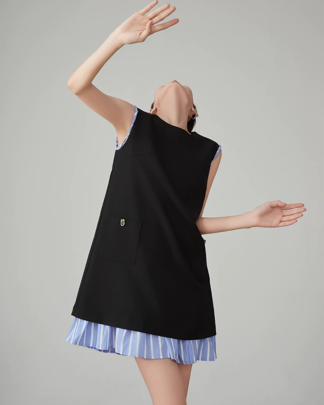 Striped Patchwork Sleeveless Vest Dress Striped Patchwork Sleeveless Vest Dress