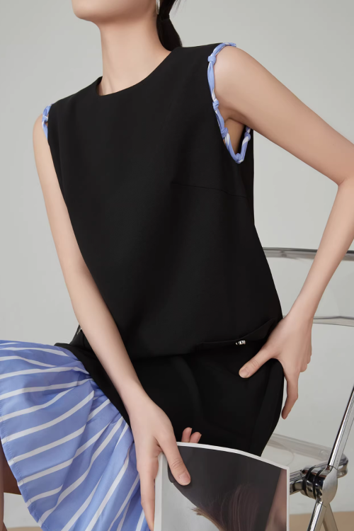 Striped Patchwork Sleeveless Vest Dress