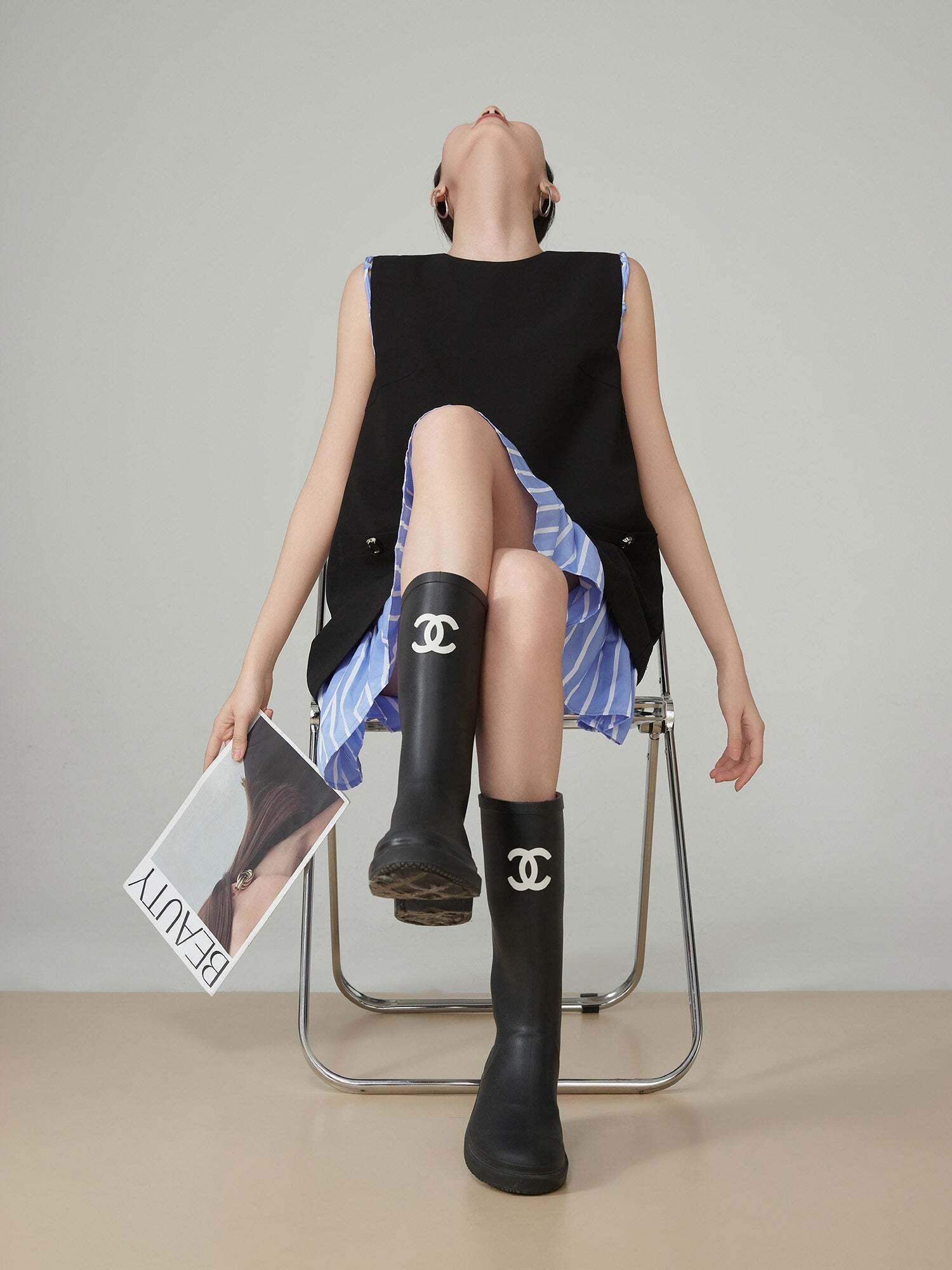 Striped Patchwork Sleeveless Vest Dress Striped Patchwork Sleeveless Vest Dress