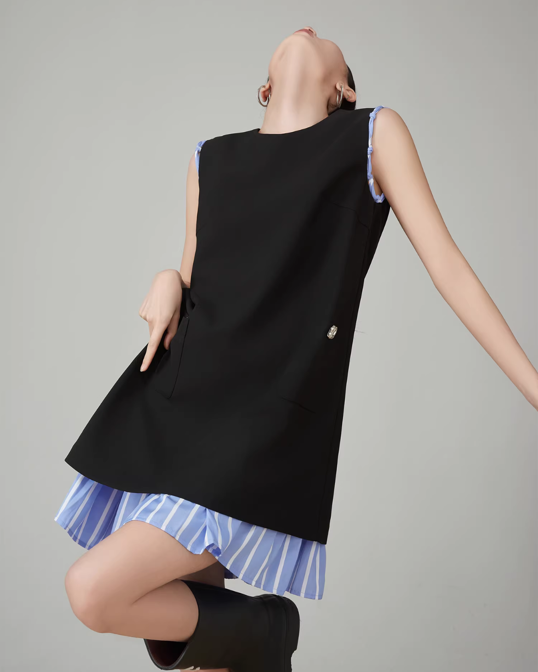 Striped Patchwork Sleeveless Vest Dress Striped Patchwork Sleeveless Vest Dress