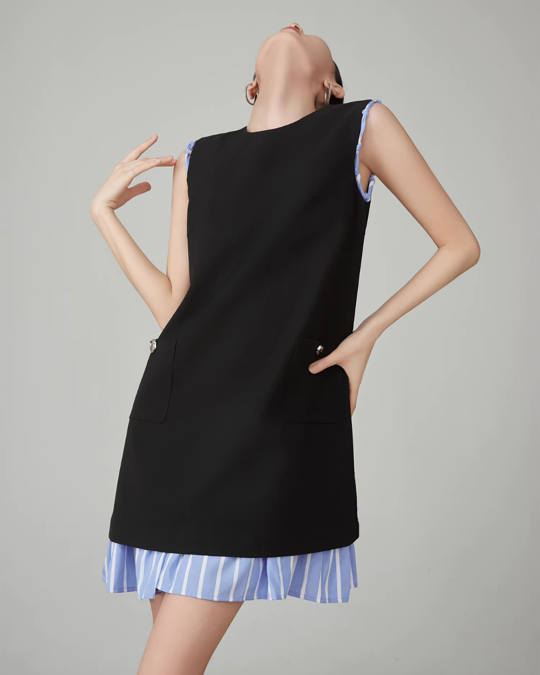 Striped Patchwork Sleeveless Vest Dress Striped Patchwork Sleeveless Vest Dress