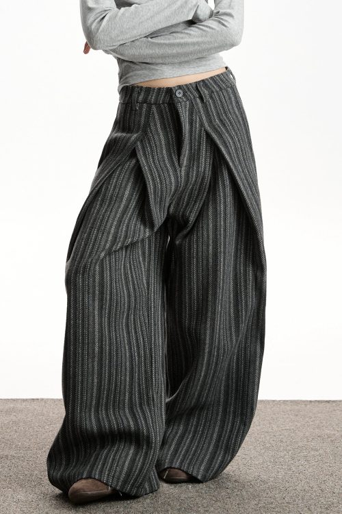 Striped Wool Casual Pants